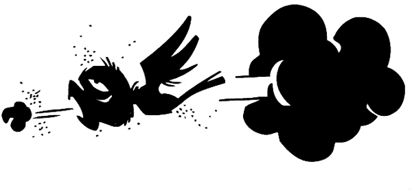 Bird flying through a pollution cloud vinyl sticker. Customize on line. Environment Pollution Conservation 034-0167